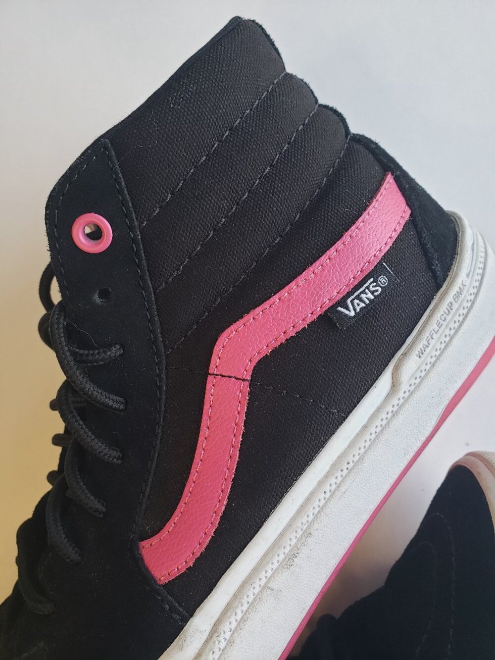 Vans BMX Sk8-Hi High Top Black Magenta Pink Pop Cush Skate Shoes Sneakers